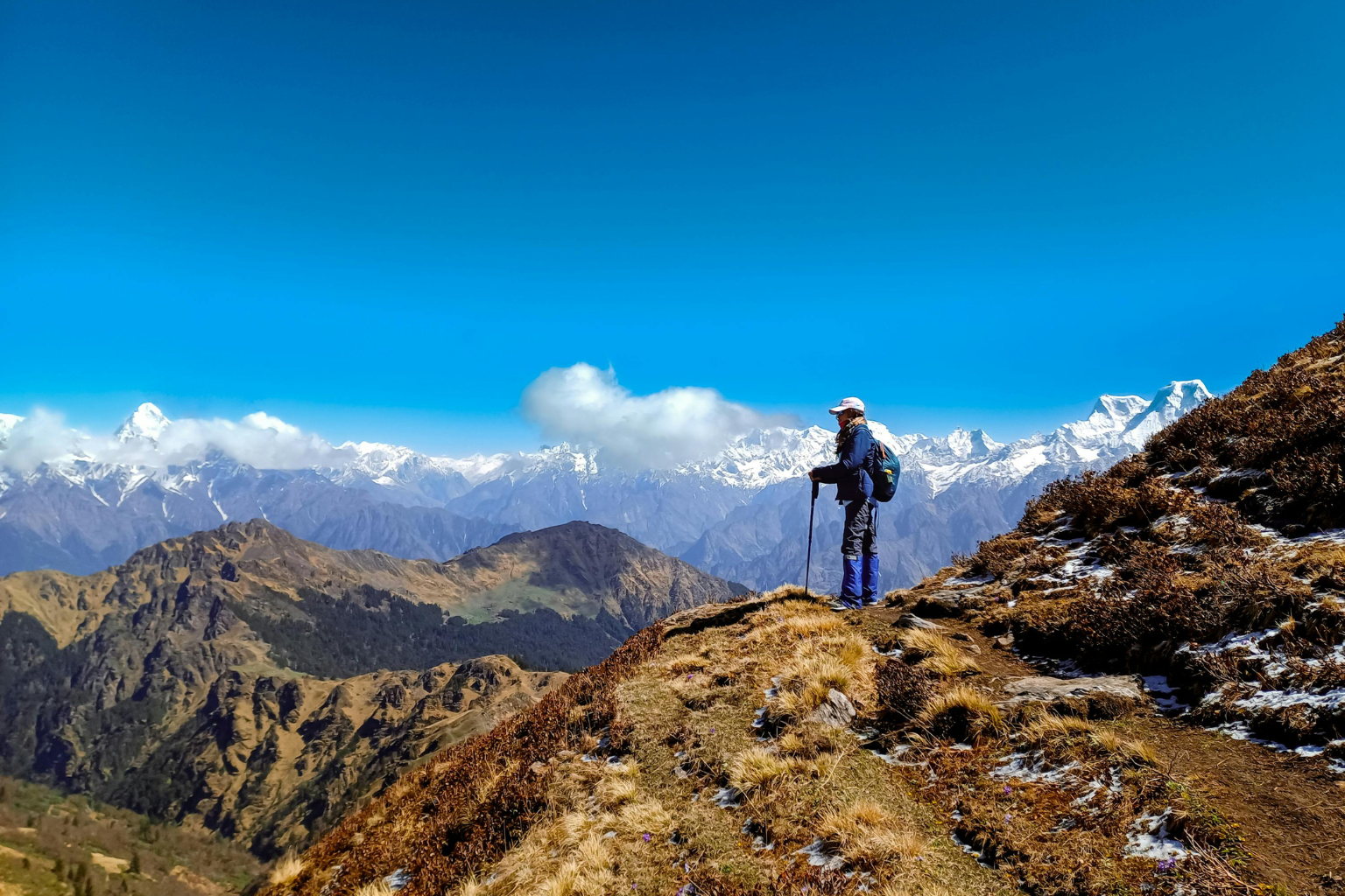 Hikers trekking Mount Kilimanjaro with scenic mountain views