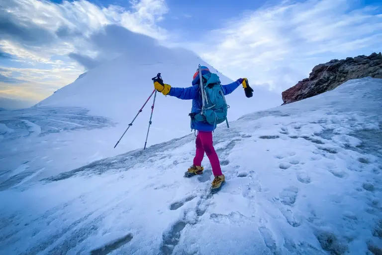 Hikers climbing a mountain